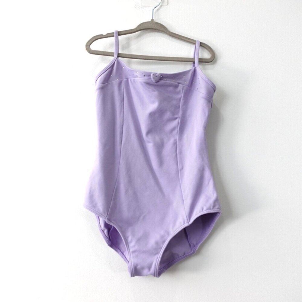 BLOCH Leotard Girls 12 Purple One Piece Ballet Dancewear Heart‎ Cami Ballerina